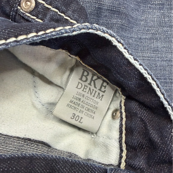 BKE Fulton Bootcut Jeans 30L Dark Wash Thick Stitch Denim - Picture 7 of 9